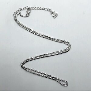 Swarovski Rhodium Plated White Gold Tone Bar Link Chain 16” + 2” Extender